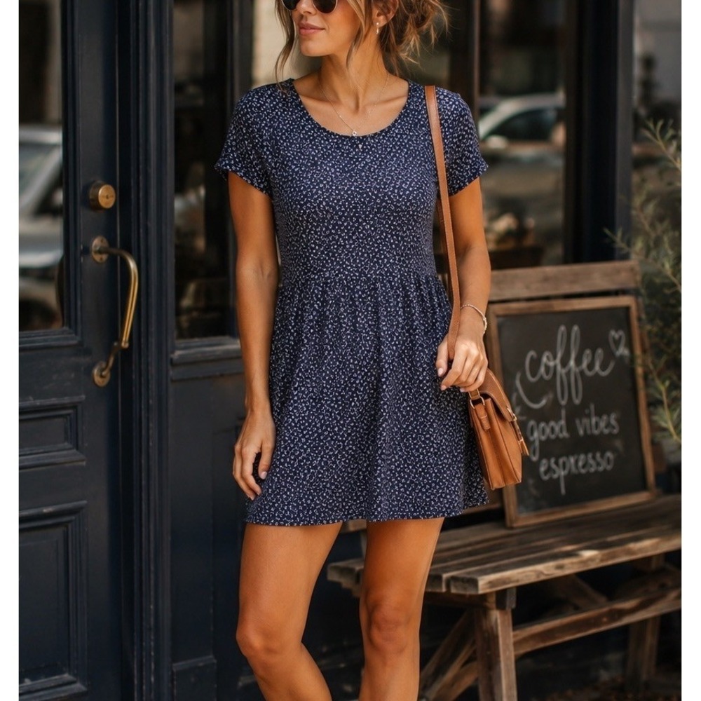 Old‎ Navy Babydoll Tunic Mini Dress Women Sz L Flowy Summer Shift Swing Skater